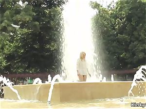 blond made to bath in public load